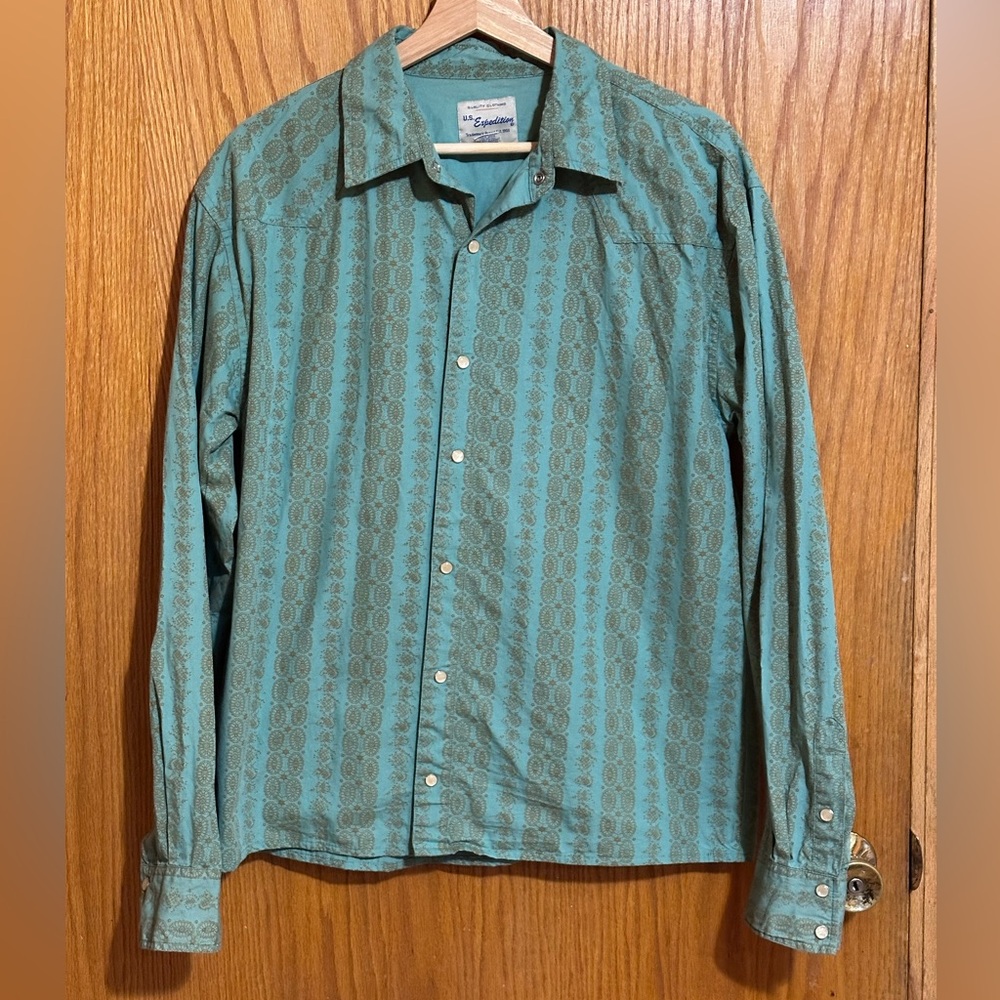 U.S. Expedition men’s western pearl snap shirt sz‎ large 100% cotton